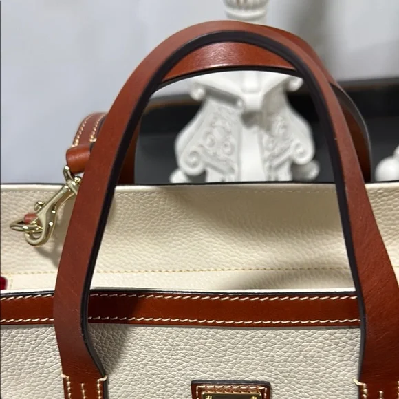 Dooney & Bourke Cream and Tan Satchel with Structured Design AWL - Picture 11 of 12